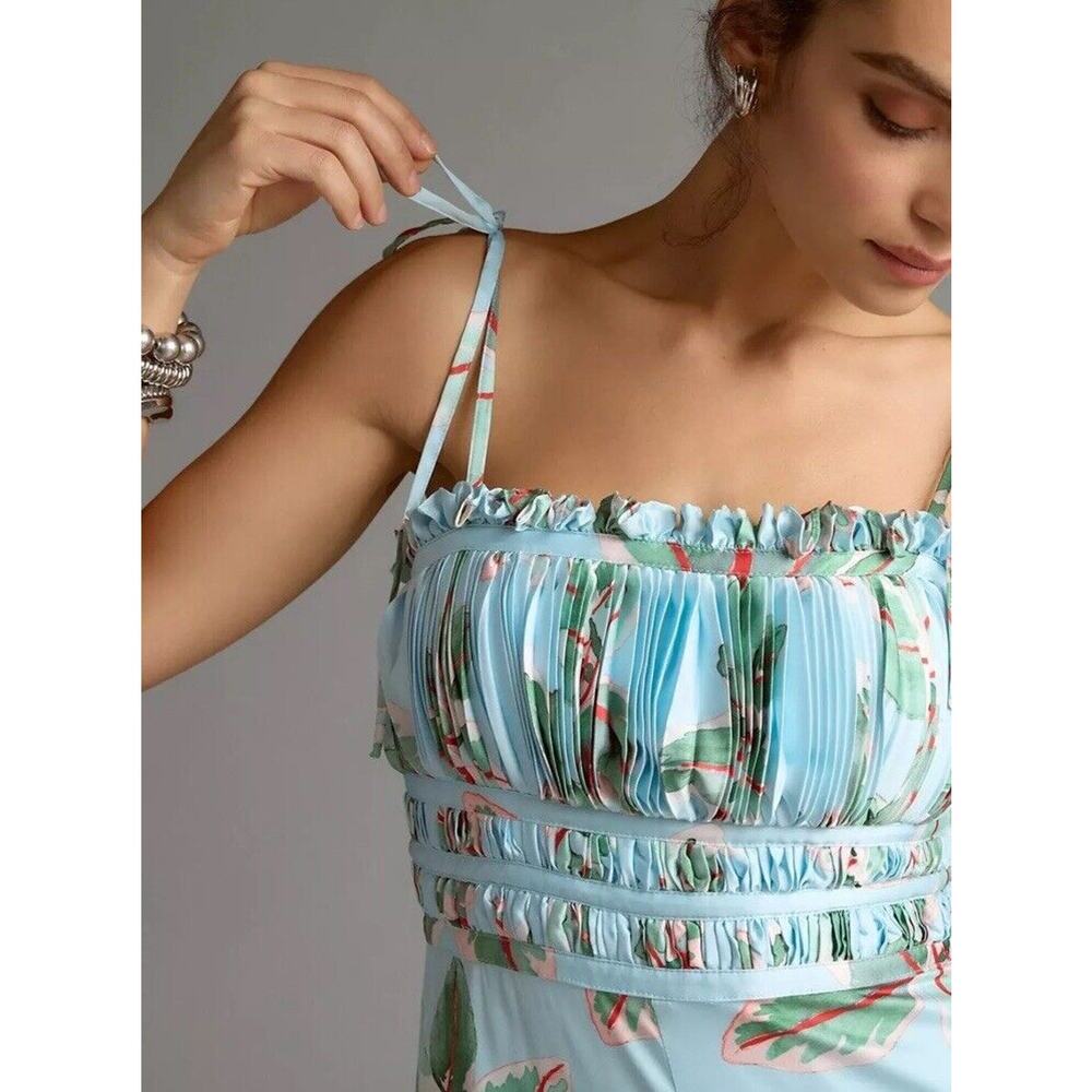NWT Anthropologie Hutch Ruched Jumpsuit Size 0 Tropical Beach Boho Wide Leg $198 - Picture 3 of 14